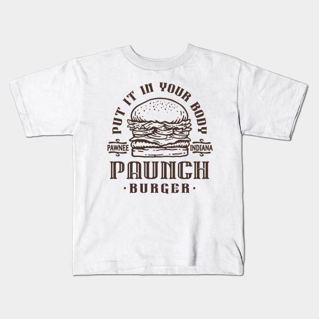 Paunch Burger Kids T-Shirt by CoDDesigns